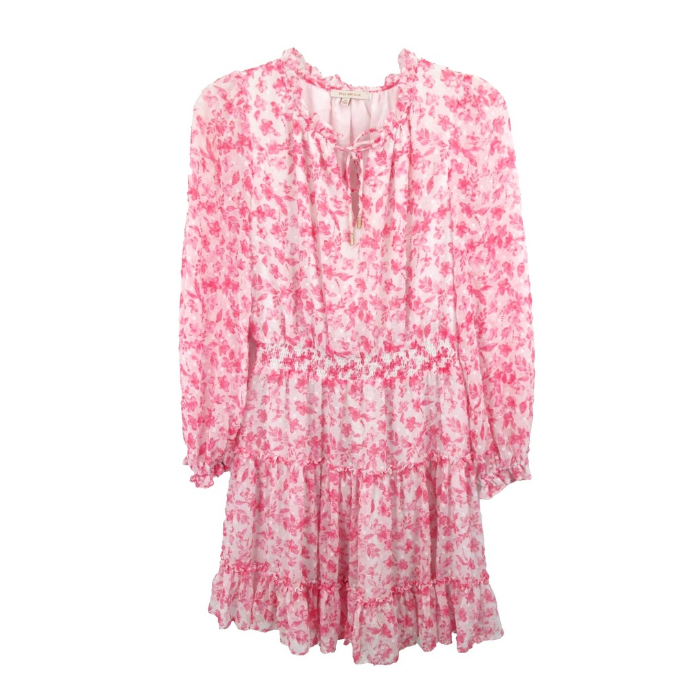 Anthropologie Skies Are Blue Pink Floral Midi Dress XS Boho Cottagecore Ruffle